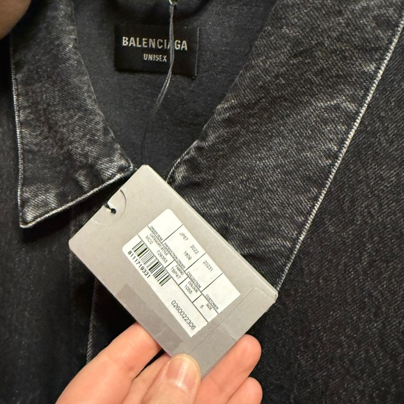 Balenciaga Back Rhinestone Denim Oversized Unisex Fit Jacket - Picture 6 of 13